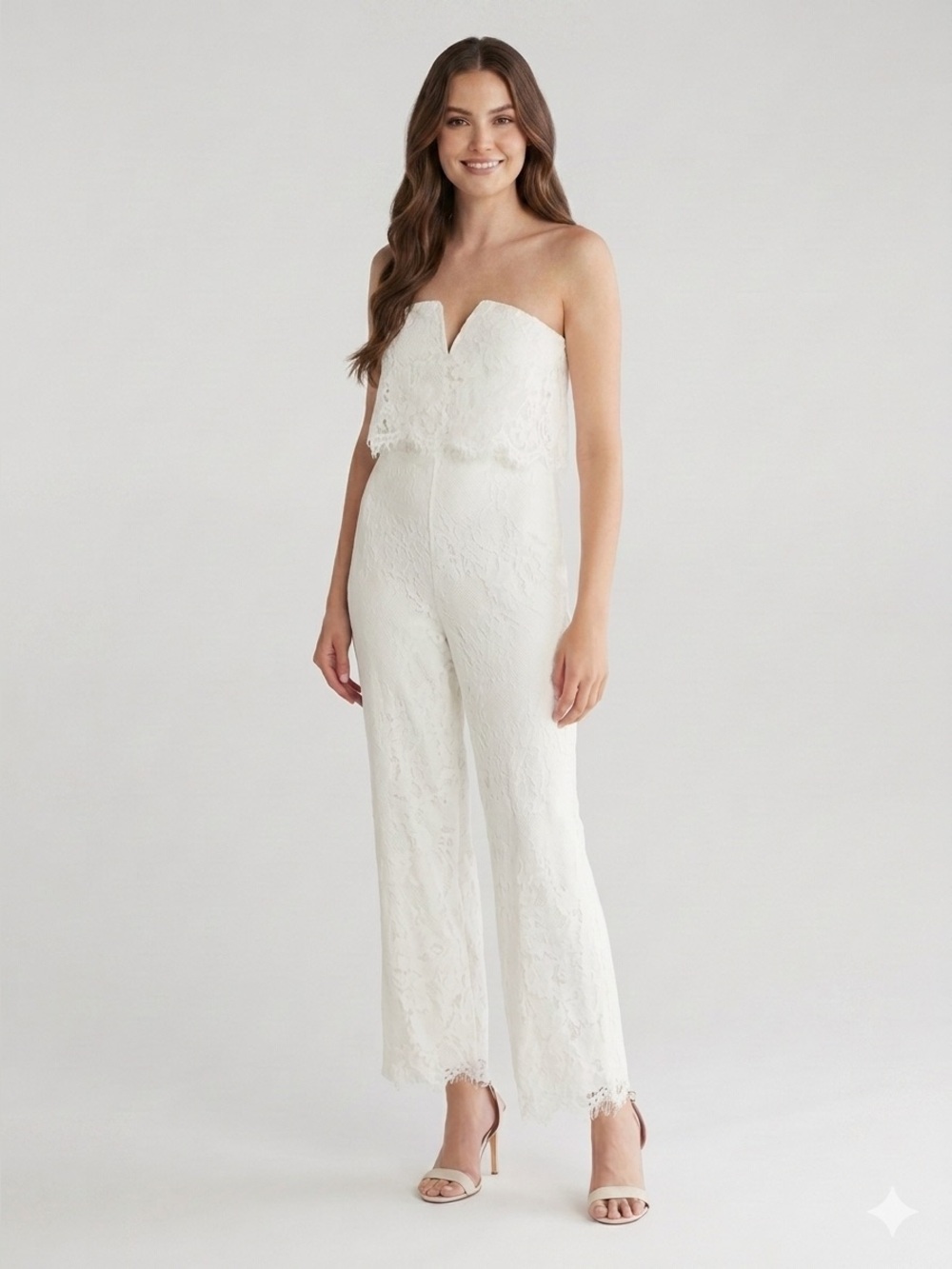 Lulus Power of Love White Lace Strapless Jumpsuit! XL